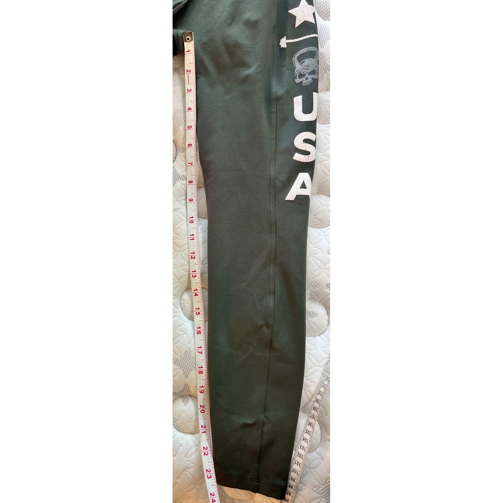 Bombshell USA Leggings Olive Green High Waist Pocket Gym Pants S - Picture 7 of 7